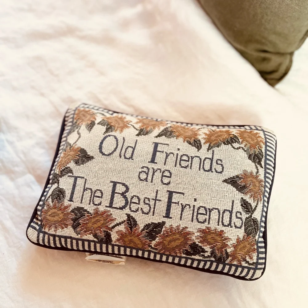 COTTAGE CORE NEEDLEPOINT STYLE CUSHION COASTAL GRANDMOTHER BOHO COUNTRY‎ EUC
